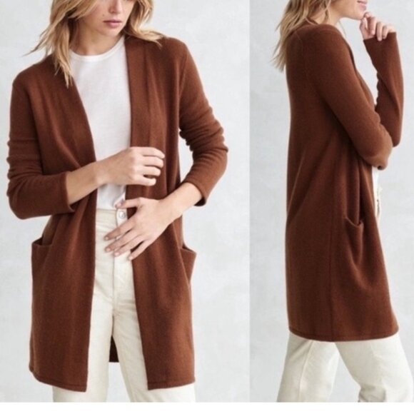 Jenni Kayne Cashmere Sweater Coat Cardigan – Chestnut Brown – Size M - Picture 6 of 7